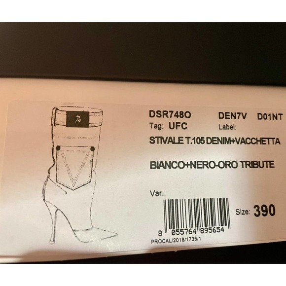 VERSACE Stiletto White Denim Boots 39 - Picture 11 of 12
